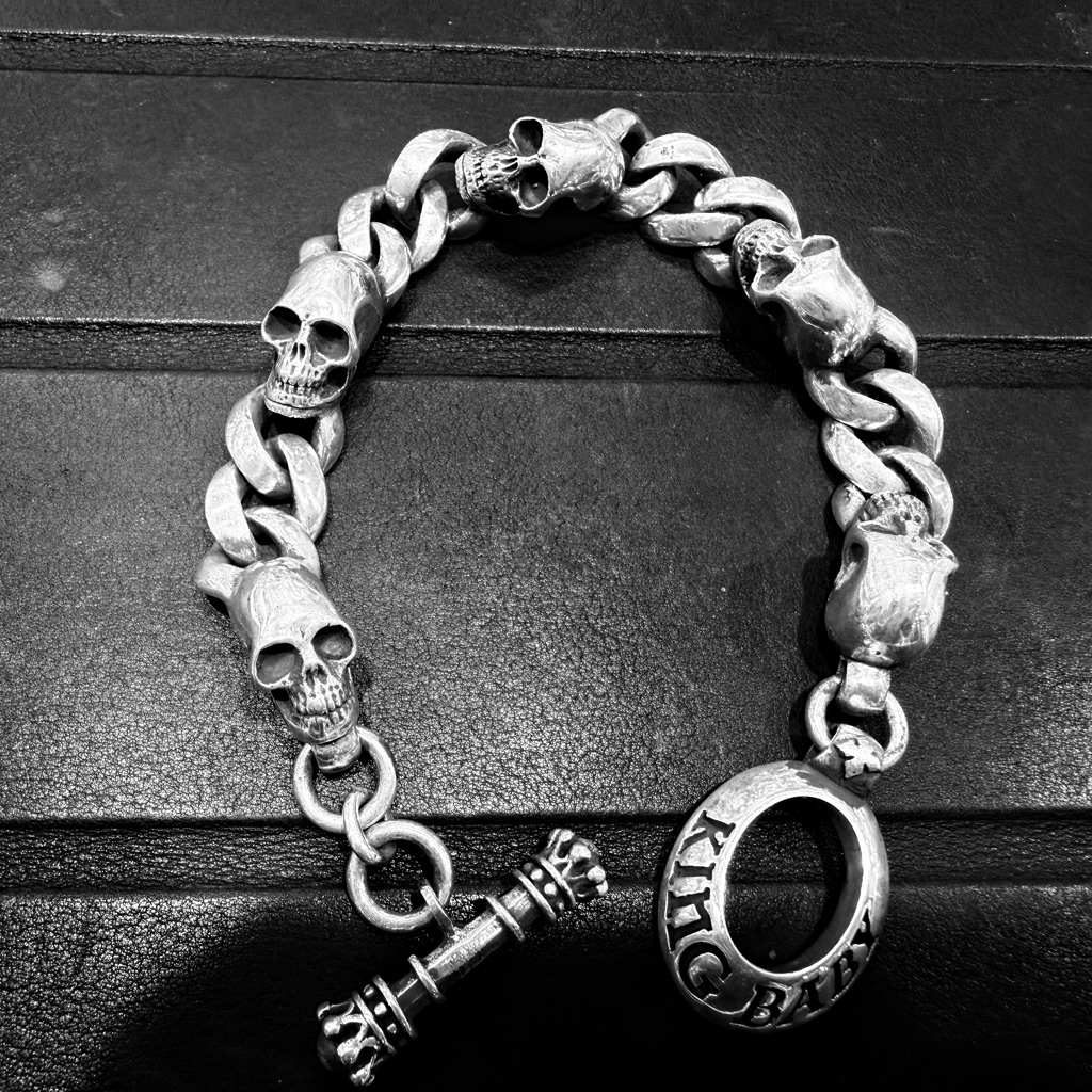 King Baby Studio Sterling Silver Skull Bracelet Preowned King Baby Studio Sterling Silver Skull Bracelet Preowned